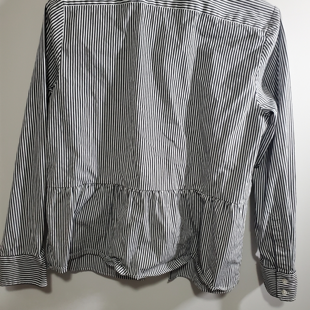 J. Crew Black and White Striped Button-Up Blouse - Picture 7 of 9